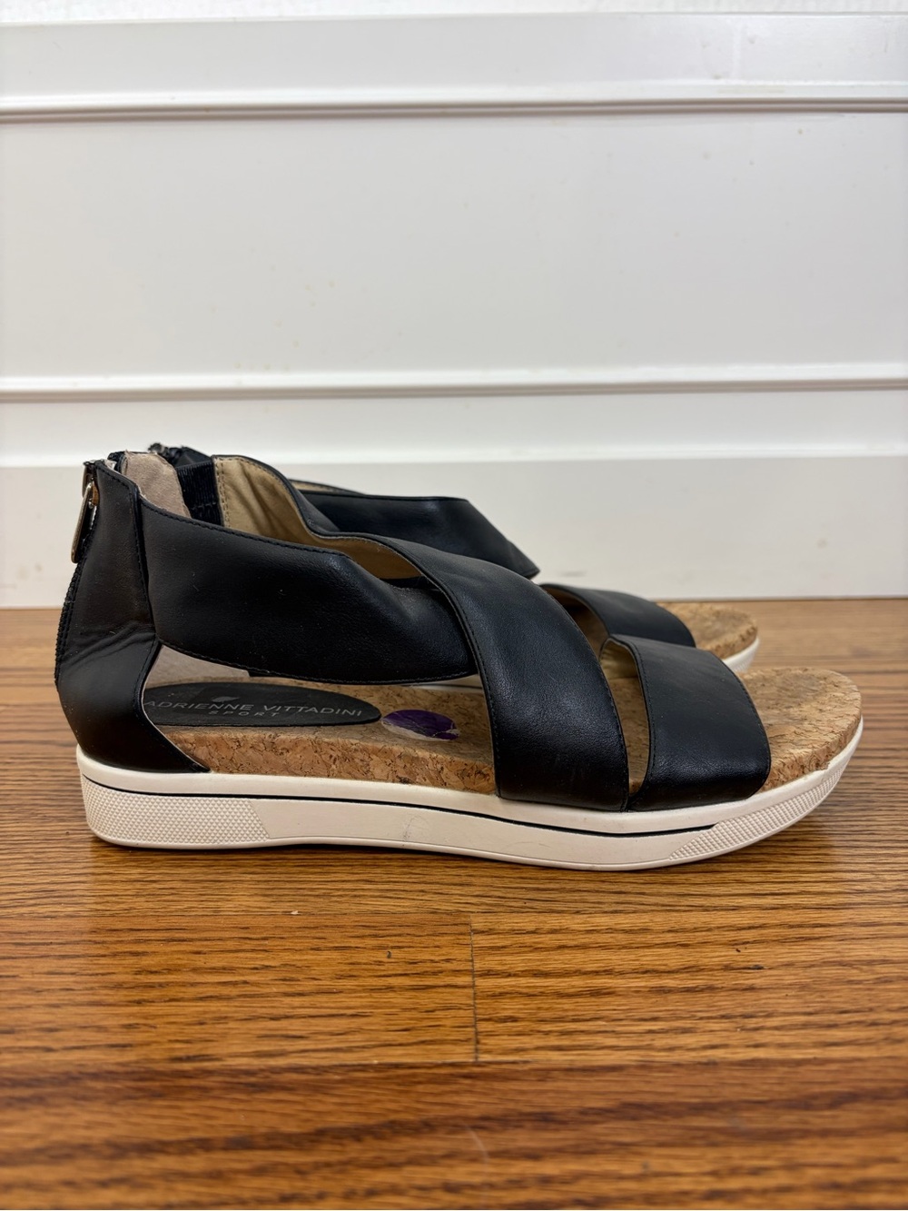 Adrienne Vittadini Black Cork Platform Sandals 8.5